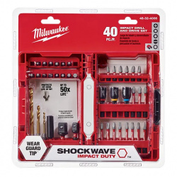 Milwaukee Juego de Brocas y Puntas Shockwave, 40 Piezas, Rojo/Negro 