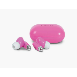 Misik Audífonos Intrauriculares con Micrófono MH609, Inalámbrico, Bluetooth, USB-C, Rosa 
