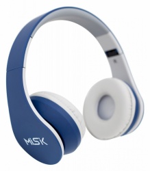 Misik Audífonos MH624, Bluetooth, Inalámbrico, Azul/Blanco 