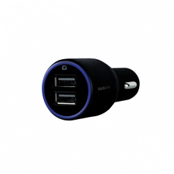 Mobifree Cargador para Auto MB-923323, 5V, 2 Puertos USB 2.0, Negro 