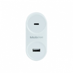 Mobifree Cargador de Pared MB-923354, 1x USB-C 1x USB 2.0, Blanco 