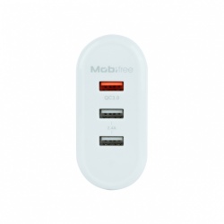 Mobifree Cargador de Pared MB-923378, 12V, 3x USB 2.0, Blanco 