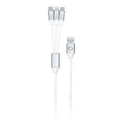 Mobifree Cable USB-A Macho - USB-C/Micro USB/Lightning Macho, 1.2 Metros, Blanco 