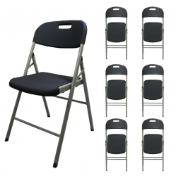 Modamob Silla Plegable ZL-D52-6-BK, Respaldo duro, Negro, 6 Piezas 