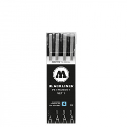 Molotow Set de Estilógrafos Blackliner Permanent Set 1, 0.05/0.1/0.2 /0.4mm, Negro, 4 Piezas 