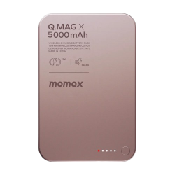 Cargador Portátil Momax Power Bank Q.Mag X Magnetic Wireless, 5000mAh, Rosa 