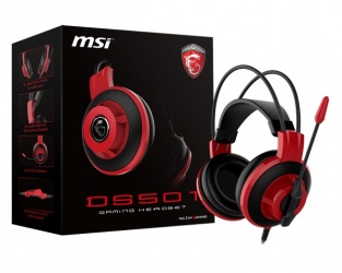 MSI Audífonos Gamer DS501, Alámbrico, 2.1 Metros, 3.5mm, Negro/Rojo 