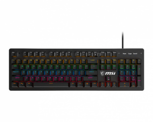 Teclado Gamer MSi Forge GK300, Teclado Mecánico, Switch Blue, Alámbrico, Negro (Inglés) 