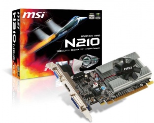 Tarjeta de Video MSI NVIDIA GeForce 210, 1GB 64-bit GDDR3, DVI, VGA, HDCP, PCI Express 2.0 ― No es Compatible con Tarjetas Madre 500 