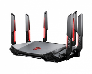 Router MSI Ethernet de Triple Banda MU-MIMO Firewall RadiX AXE6600 WiFi para Gaming Wi-Fi 6E, Alámbrico/Inalámbrico, 4804 Mbit/s, 5x RJ-45, 2.4/5/6GHz, 6 Antenas Externas 