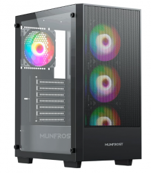 Gabinete Munfrost HIROW Black, Midi-Tower, ATX/Micro-ATX/Mini-ITX, USB 2.0/3.0, sin Fuente, 4 Ventiladores Instalados, Negro 