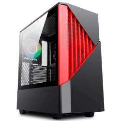 Gabinete Munfrost Panda PRO, Midi-Tower, ATX/EATX/Micro-ATX/Mini-ITX, USB 3.0, sin Fuente, 3 Ventiladores Instalados, Negro/Rojo 