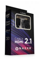 Naceb Cable HDMI 2.1 Macho - HDMI 2.1 Macho, 8K, 60Hz, 1.2 Metros, Negro 