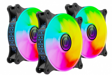 Ventilador Naceb NA-0962, 3x 120mm, 1100RPM, ARGB, Negro  