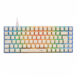 Teclado Gamer Naceb Gray Basilik LED RGB 75%, Teclado Mecánico, Huano Red, Alámbrico, USB, Blanco, Español 