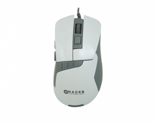 Mouse Naceb Láser NA-616, Alámbrico, USB, 2400DPI, Gris/Blanco 