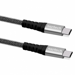Naztech Cable USB-C Macho - USB-C Macho, 1.2 Metros, Plata/Negro 