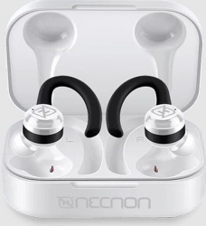 Necnon Audífonos Intrauriculares Deportivos con Micrófono NTWS-SPORT, Inalámbrico, Bluetooth, Blanco/Negro 
