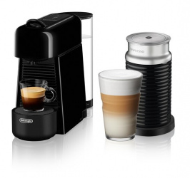 Nespreso Cafetera de Cápsulas Essenza Plus, 1Taza, Negro - Incluye Espumador de Leche 