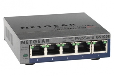 Switch Netgear Gigabit Ethernet ProSafe GS105PE, 5 Puertos 10/100/1000Mbps, 8192 Entradas - No Administrable 