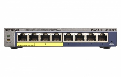 Switch Netgear Gigabit Ethernet ProSafe Plus GS108PE, 8 Puertos 10/100/1000Mbps, 16 Gbit/s, 4000 Entradas - Administrable 