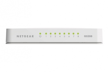 Switch Netgear Gigabit Ethernet SOHO GS208, 8 Puertos 10/100/1000Mbps, 4096 Entradas - No Administrable 