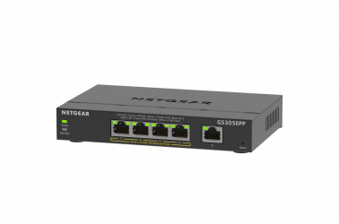 Switch Netgear Gigabit Ethernet GS305EPP-100NAS, 5 Puertos (4x PoE) 10/100/1000Mbps, 120W, 10 Gbit/s, 4.000 Entradas - Administrable 