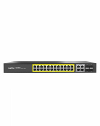 Switch Netis Gigabit Ethernet P124GH, 24 Puertos PoE 10/100/1000Mbps + 2 Puerto Uplink + 2 Puertos SFP, 320W, 12.8 Gbit/s, 16000 Entradas - No Administrable 