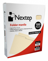 Nextep Fólder NE-010, Paquete de 100 Piezas, Tamaño Carta, Manila 