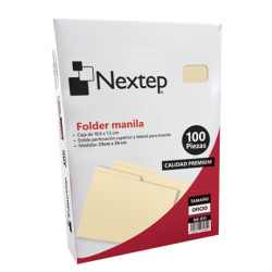 Nextep Fólder NE-011, Paquete de 100 Piezas, Tamaño Oficio, Manila 