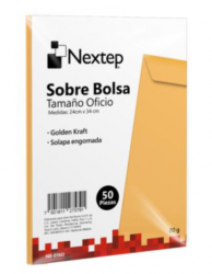 Nextep Sobre NE-016O, Tamaño Oficio, Amarillo, 50 Piezas 