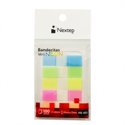 Nextep Banderitas Mini Neon de 12mm x 44mm, 100 Hojas, 5 Colores, 10 Piezas 
