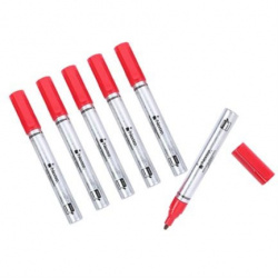 Nextep Marcador Permanente NE-077R, Punta de Cincel, Rojo, 6 Piezas 