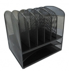 Nextep Revistero de Metal NE-163A, 6 Ranuras, 2 Bandejas, Negro 