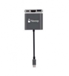 Nextep Hub USB C Macho - 1x USB A 3.0, 1x USB C, 1x HDMI, Gris 