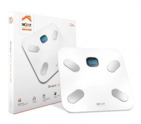 Báscula Corporal Inteligente Nexxt Solutions NHA-S130, Android/iOS, hasta 180kg, Blanco, Medición de IMC/Grasa Corporal/Agua Corporal 