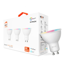 Nexxt Solutions Foco Regulable LED Inteligente NHB-C310, WiFi, Multicolor, Base GU10, 4W, 400 Lúmenes, Blanco, Ahorro de 90% vs Foco Tradicional 40W, 3 Piezas 