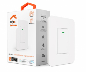 Nexxt Solutions Interruptor de Luz Inteligente NHE-S300 de 3 Vías, 1 Botón, WiFi, Blanco 