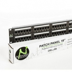 Nitrotel Panel de Parcheo Cat5e, 24 Puertos RJ-45, 1U, Negro 