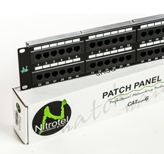 Nitrotel Panel de Parcheo Cat5e, 48 Puertos RJ-45, 2U, Negro 