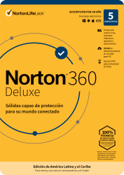 Norton 360 Deluxe, 5 Dispositivos, 1 Año, Windows/Mac ― Producto Digital Descargable ― ¡Obtén $100 en saldo de regalo para su próxima compra! 