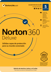 Norton 360 Deluxe/Total Security, 5 Dispositivos, 1 Año, Windows/Mac ― ¡Compra y recibe de regalo una licencia Norton 360 Advanced! Limitado a 1 por cliente. 