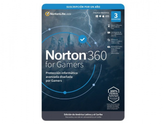 Norton Lifelock 360 For Gamers, 3 Licencias, 1 Año, Windows/Mac ― Producto Digital Descargable 