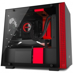 Gabinete NZXT H200 con Ventana, Mini-Tower, Mini-ITX/MicroATX, USB 3.0, sin Fuente, Negro/Rojo 