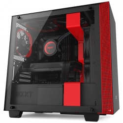 Gabinete NZXT H400 con Ventana, Mini-Tower, Mini-ITX/MicroATX, USB 3.0, sin Fuente, Negro/Rojo 