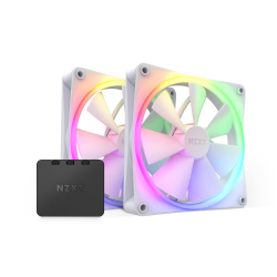 Ventilador NZXT F140 RGB Twin, 2x 140mm, 500 - 1800RPM, Blanco, 2 Piezas - incluye Control 