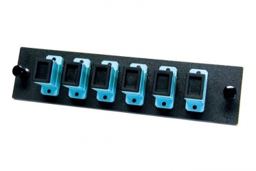 OCC Panel de 6 Adaptadores de Fibra Óptica SC, Multimodo, Negro/Azul 