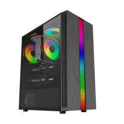 Gabinete Ocelot Gaming OG-C E3 con Ventana, Midi-Tower, ATX/Micro ATX/Mini-ITX, USB 2.0/3.0, sin Fuente, sin Ventiladores Instalados, Negro 