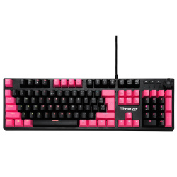 Teclado Gamer Ocelot Gaming OGMK04 RGB, Teclado Mecánico, Alámbrico, Negro/Magenta (Español) 