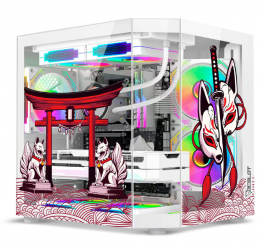 Gabinete Ocelot Gaming WHITE KITSUNE, Midi-Tower, Micro-ATX/Mini-ITX, USB 2.0/3.0, sin Fuente, 3 Ventiladores Instalados, Blanco 